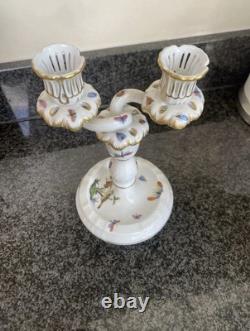 Roschild Herend Tea Set, Coffee Set, Fluted Place Plus Two Candle Sticks
