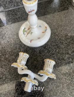 Roschild Herend Tea Set, Coffee Set, Fluted Place Plus Two Candle Sticks