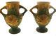Roseville Pottery Two Vase Set Usa 168-6'' Signed Great Gift Home Decor