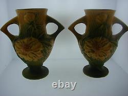 Roseville Pottery Two Vase Set USA 168-6'' Signed Great Gift Home Decor