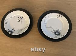 Royal Copenhagen Black Fluted 27cm Dinner Plates Rare Discontinued