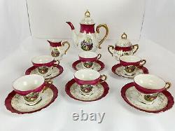 Royale Sealy Porcelain Tea 17pc Set Pink & Gold Two Lovers In A Garden B-1659