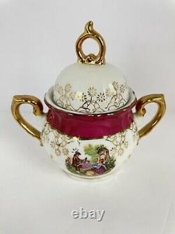 Royale Sealy Porcelain Tea 17pc Set Pink & Gold Two Lovers In A Garden B-1659