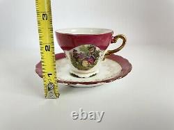 Royale Sealy Porcelain Tea 17pc Set Pink & Gold Two Lovers In A Garden B-1659