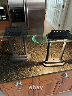 SET OF TWO Vintage Glass Halogen Bankers Desk Lamps
