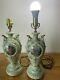 Set Of Two Vintage Green Table Lamps