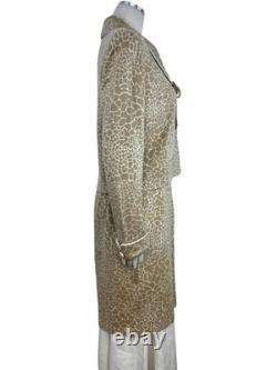 ST. JOHN COLLECTION Knit Skirt/Jacket 2pc Suit Set Animal Print Cream Tan 10/12