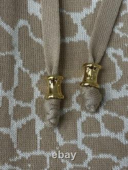 ST. JOHN COLLECTION Knit Skirt/Jacket 2pc Suit Set Animal Print Cream Tan 10/12