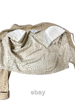 ST. JOHN COLLECTION Knit Skirt/Jacket 2pc Suit Set Animal Print Cream Tan 10/12