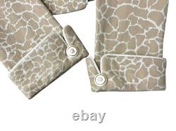 ST. JOHN COLLECTION Knit Skirt/Jacket 2pc Suit Set Animal Print Cream Tan 10/12