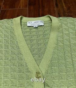 ST. JOHN COLLECTION Knit Tropic Lime Cardigan and Skirt Set Size 4 / Petite