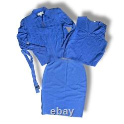 ST JOHN COLLECTION Skirt Suit SIZE 4 Tangerine Blue Jacket Knits Set