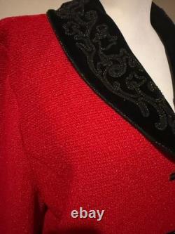 ST JOHN COLLECTION Womens Red Blazer Jacket & Skirt Suit 2 Pc Set Outfit Sz 10