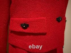 ST JOHN COLLECTION Womens Red Blazer Jacket & Skirt Suit 2 Pc Set Outfit Sz 10