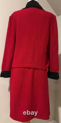 ST JOHN COLLECTION Womens Red Blazer Jacket & Skirt Suit 2 Pc Set Outfit Sz 10