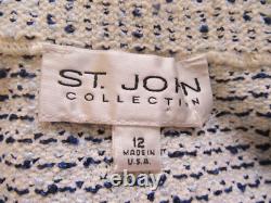 ST. JOHN Collection 2PCS Knit Jacket Skirt Suit Light Blue Size 12