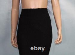 ST. JOHN Collection Black Jacket Skirt L Size 12 10 2pc Suit Brown Silk Trim