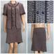 St. John Collection Black Jacket Skirt L Size 14 12 2pc Suit Fringe Trim Buttons
