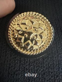 ST JOHN Collection Black Red Santana Knit Skirt Suit Gold Button 2pc Set SZ 12