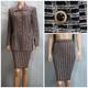 St. John Collection Black White Jacket Skirt L 10 12 2pc Suit Gold Buttons Plaid