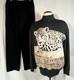 St John Collection Gray Leopard Sequin Sweater & Black Santana Knit Pants Sz M/6