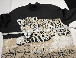 ST JOHN Collection Gray Leopard Sequin Sweater & Black Santana Knit Pants Sz M/6
