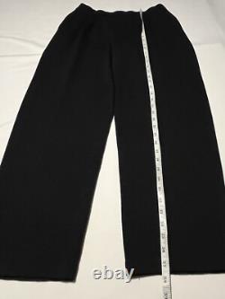 ST JOHN Collection Gray Leopard Sequin Sweater & Black Santana Knit Pants Sz M/6