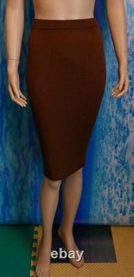 ST JOHN Collection Knit Brown Jacket Skirt L 12 10 2pc Suit Cream Black Collared
