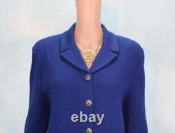 ST. JOHN Collection Knits Royal Blue Jacket & Skirt Suit Size L 12 10 14 Buttons