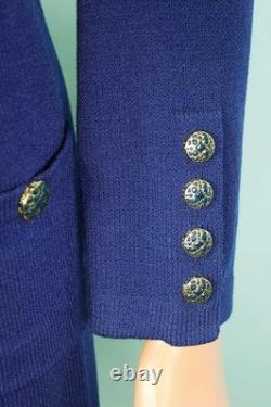 ST. JOHN Collection Knits Royal Blue Jacket & Skirt Suit Size L 12 10 14 Buttons