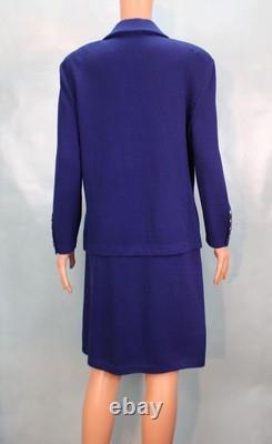 ST. JOHN Collection Knits Royal Blue Jacket & Skirt Suit Size L 12 10 14 Buttons