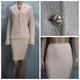 St. John Collection Off White Jacket Skirt L 10 12 2pc Suit Buttons Fringe Trim