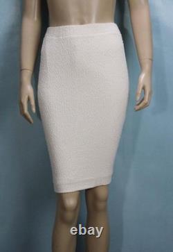ST. JOHN Collection Off White Jacket Skirt L 10 12 2pc Suit Buttons Fringe Trim