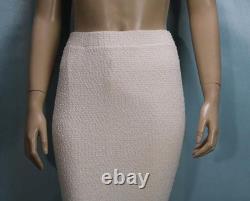 ST. JOHN Collection Off White Jacket Skirt L 10 12 2pc Suit Buttons Fringe Trim