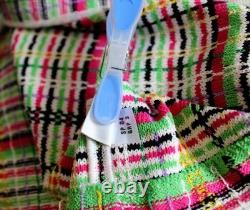 ST. JOHN Collection Pink Green Jacket Skirt L 10 12 2pc Suit Multicolor Fringe