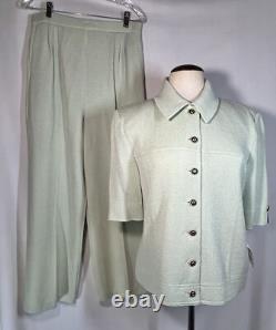 ST JOHN Collection Santana Knit Pantsuit Set Mint Green NWT Jacket 10 Pants 8