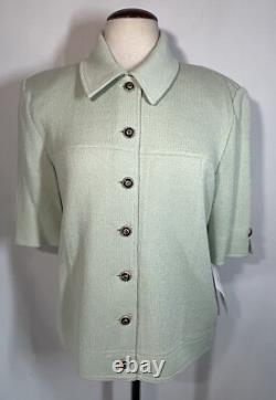 ST JOHN Collection Santana Knit Pantsuit Set Mint Green NWT Jacket 10 Pants 8