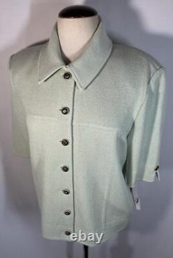 ST JOHN Collection Santana Knit Pantsuit Set Mint Green NWT Jacket 10 Pants 8