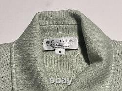 ST JOHN Collection Santana Knit Pantsuit Set Mint Green NWT Jacket 10 Pants 8