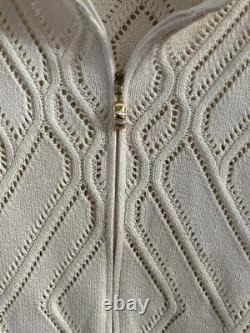 ST JOHN Collection Suit 2PC Santana Knit Cream Full Zip Jacket & Skirt Set 6 8