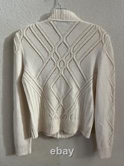 ST JOHN Collection Suit 2PC Santana Knit Cream Full Zip Jacket & Skirt Set 6 8