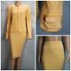 St John Collection Yellow Jacket Skirt L Xl Size 12 14 2pc Suit Crochet Grommets