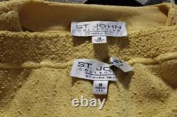 ST JOHN Collection Yellow Jacket Skirt L XL Size 12 14 2pc Suit Crochet Grommets