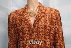 ST JOHN Collection Yellow Purple Jacket Skirt XL L 14 12 2pc Suit Multicolor
