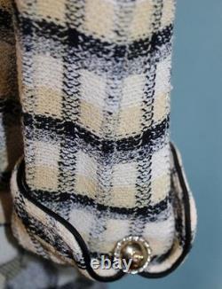 ST. JOHN Collection Yellow White Jacket Skirt L Size 10 8 2pc Suit Pockets Belt