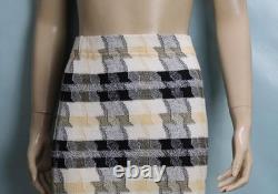 ST. JOHN Collection Yellow White Jacket Skirt L Size 10 8 2pc Suit Pockets Belt