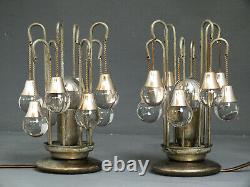 Sciolari Italy production set two vintage space desk lamps years 70 glass