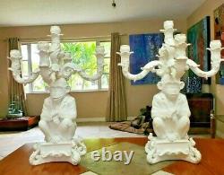 Seletti Burlesque The Wise Chimpanzee Five-Arm Candelabra, White, Set of TWO