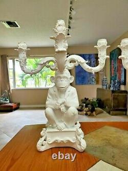 Seletti Burlesque The Wise Chimpanzee Five-Arm Candelabra, White, Set of TWO