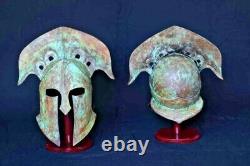 Set OF Two Medieval Ancient Greek Corinthian Helmet Steel helmet Antique